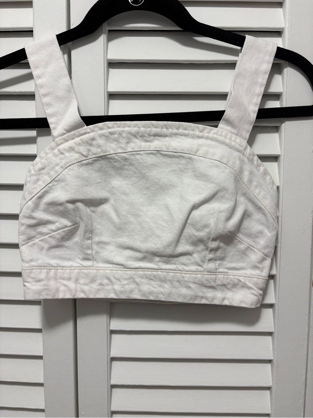 Women's White Cropped Tank Top with Wide Straps